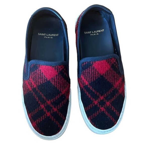 Saint Laurent Venice Slip On Sneaker Harris Tweed Size 36 US 5 - Picture 1 of 8